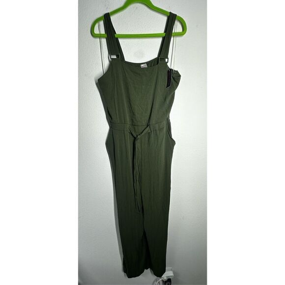 NWT No Boundaries Juniors’ Jumpsuit Olive Green Packets Wide Legs SzXL(15-17) - Picture 4 of 16